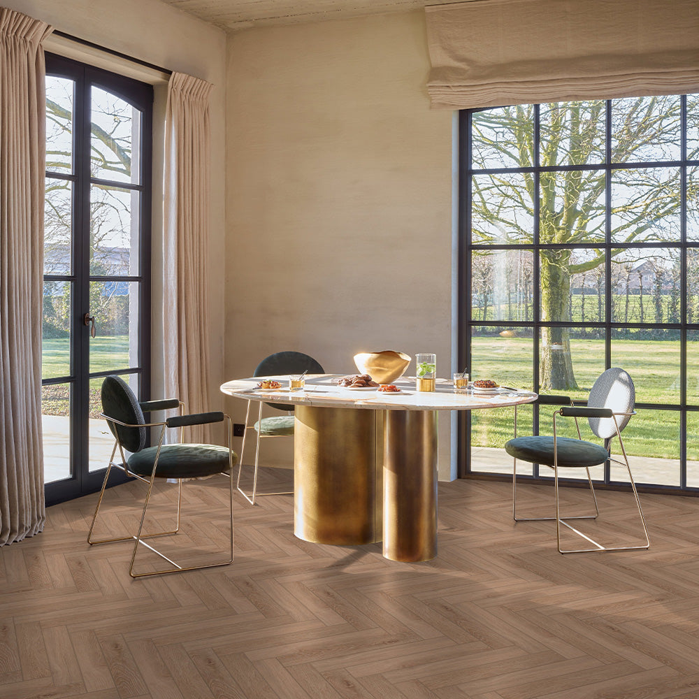 Berry Alloc Chateau 8mm Bloom Light Brown Herringbone Laminate