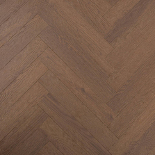12mm Chestnut Brown Laminate Herringbone Flooring