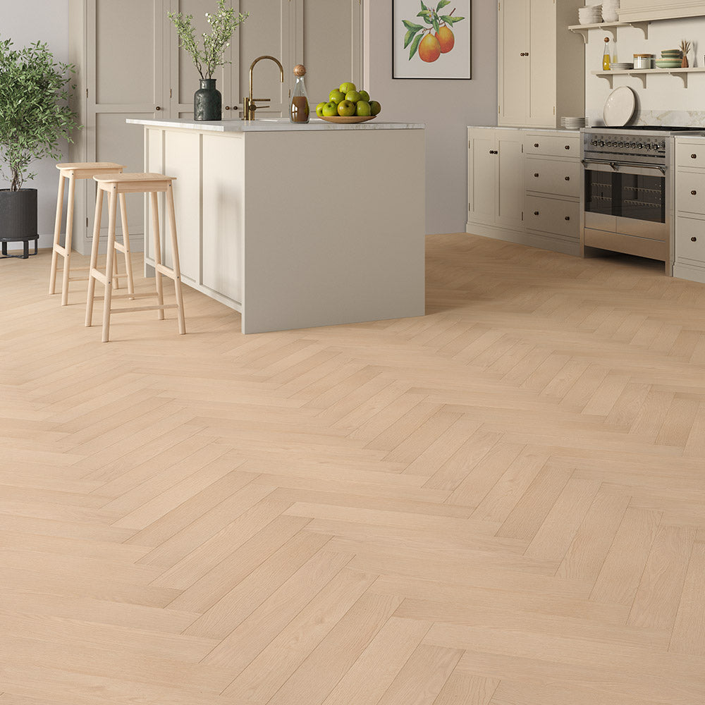 12mm Sandy Oak Laminate Herringbone Flooring