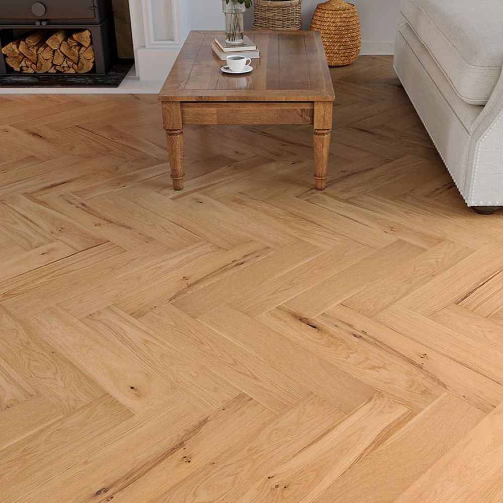 Cambridge Herringbone Brushed Oak Wood Flooring 15 x 125 x 600 (mm)