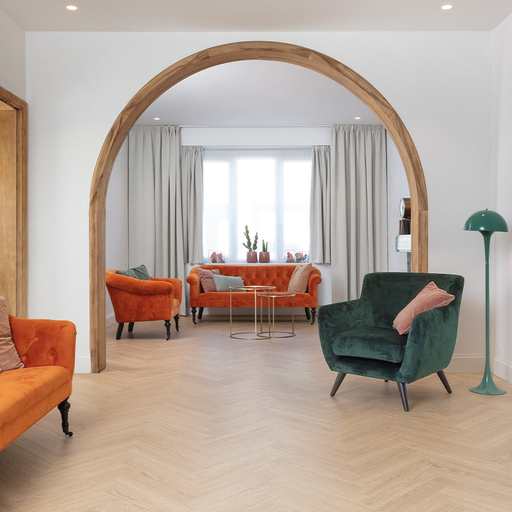 Berry Alloc Chateau 8mm Charme Light Natural Herringbone Laminate - homes-and-floors