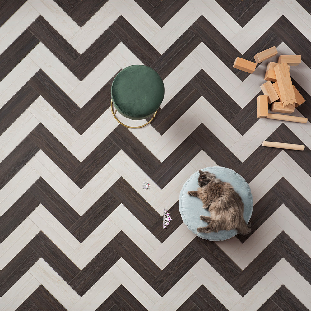 Berry Alloc Chateau 8mm Chestnut White Herringbone Laminate