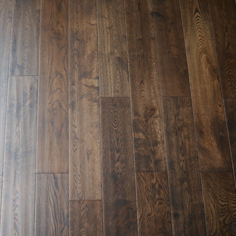 Windsor Solid Coffee Handscraped Oak Wood Flooring 18 x 125 mm