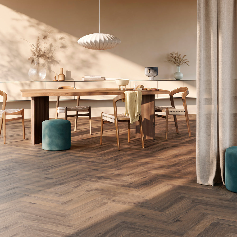 Berry Alloc Chateau 8mm Gyant Dark Brown Herringbone Laminate