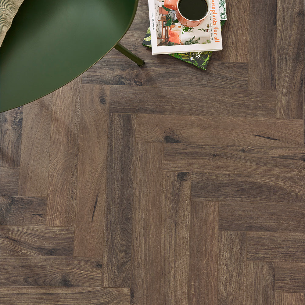 Berry Alloc Chateau 8mm Gyant Dark Brown Herringbone Laminate