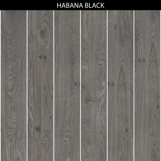 Habana Black Wood Effect Porcelain Wall & Floor Tile 20 x 120 (cm)