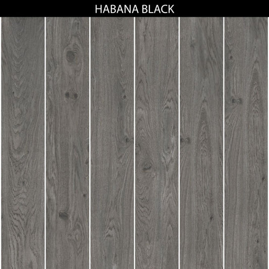 Habana Black Wood Effect Porcelain Wall & Floor Tile 20 x 120 (cm) - homes-and-floors