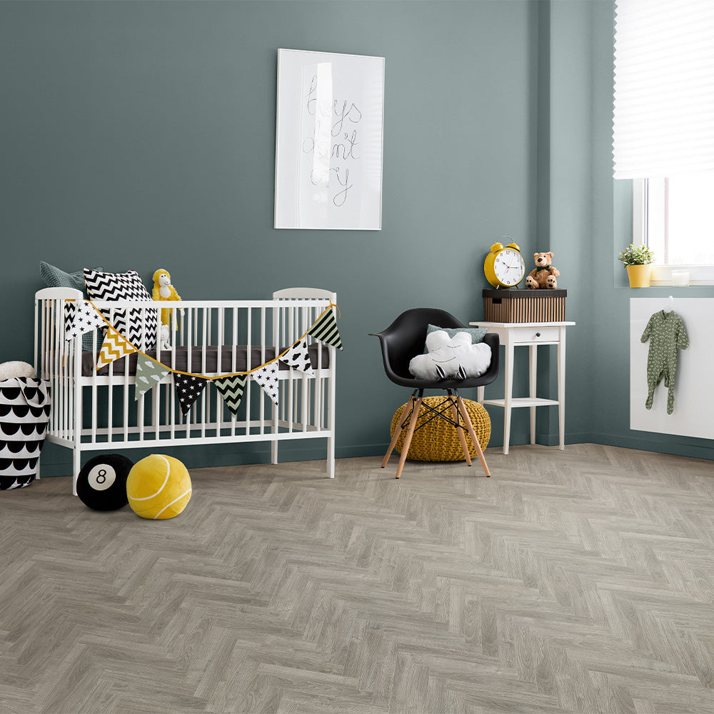 Berry Alloc Chateau 8mm Java Light Grey Herringbone Laminate