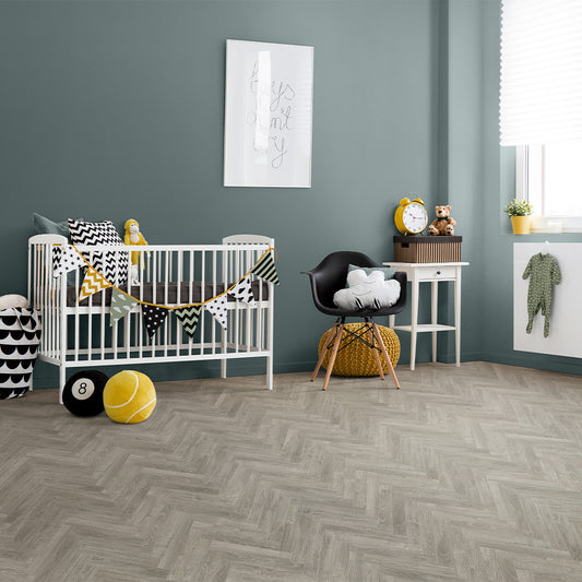 Berry Alloc Chateau 8mm Java Light Grey Herringbone Laminate