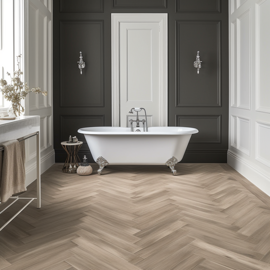 Aquacore Herringbone Latte Oak Click SPC Flooring - homes-and-floors