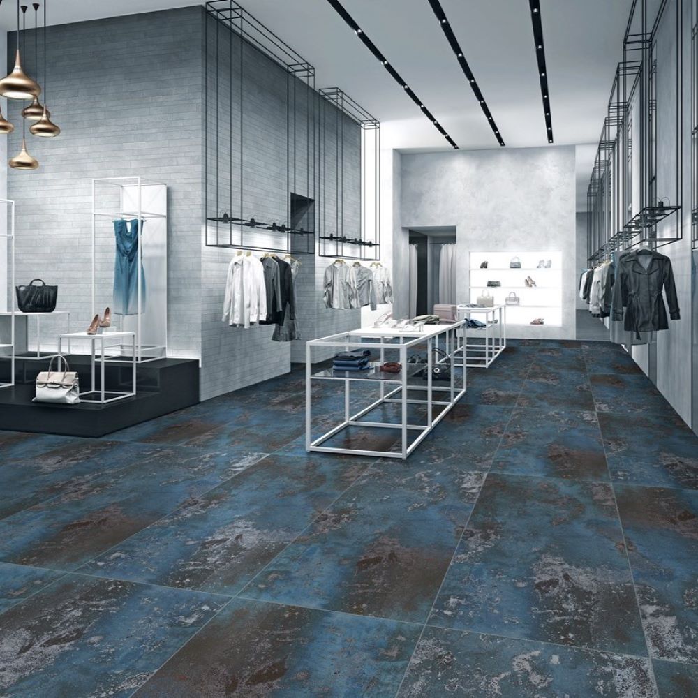 Metallic Blue Porcelain Wall and Floor Tile 60 x 120 (cm) - homes-and-floors
