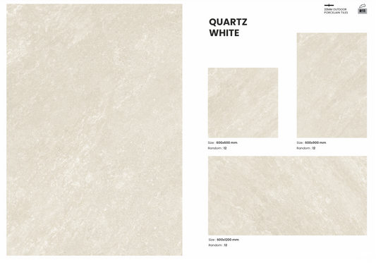 20mm Porcelain Outdoor Tile Quartz White