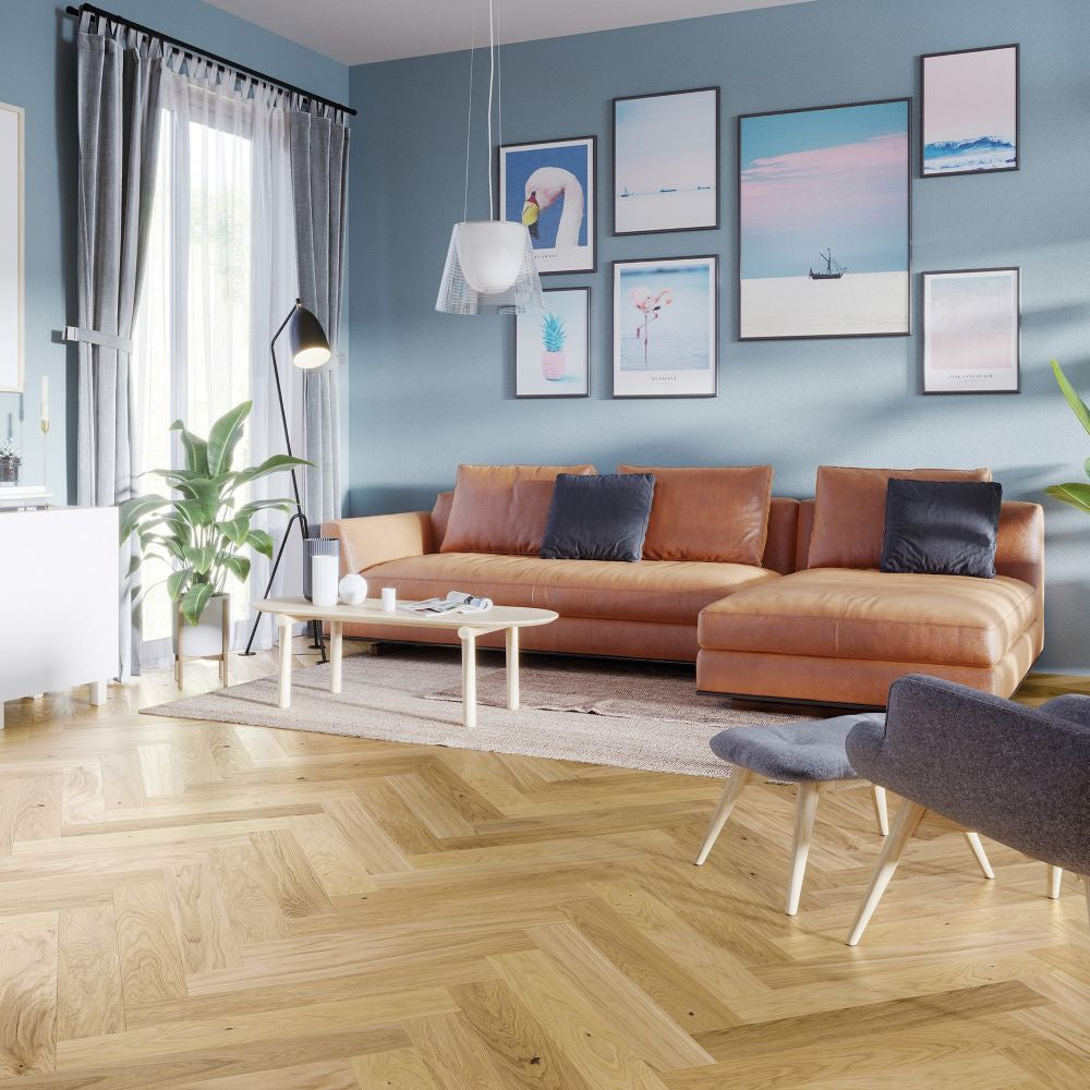 Bayswater Herringbone Natural Oak Wood Flooring 14 x 110 x 660 (mm) - homes-and-floors
