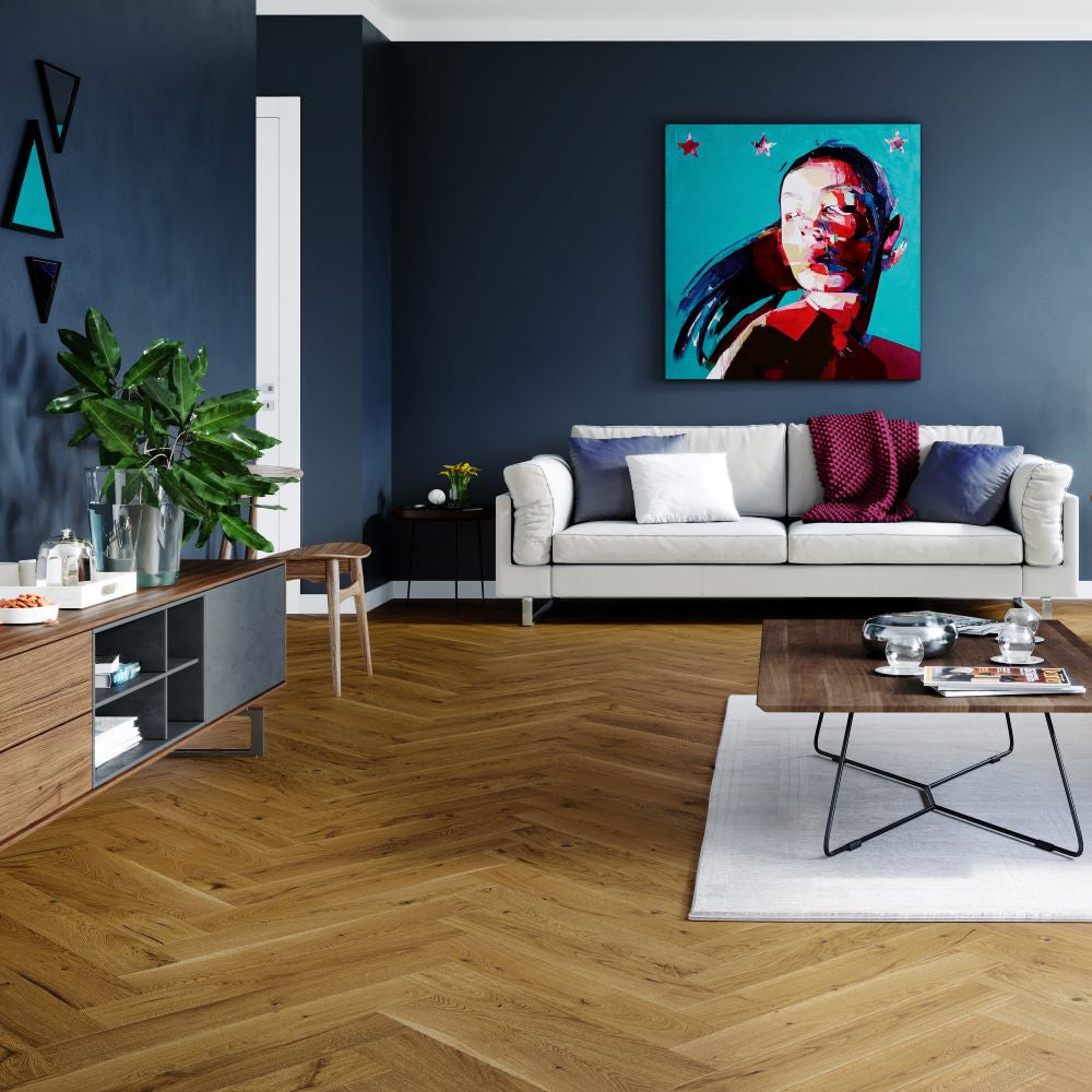 Bayswater Herringbone Smoked Oak Wood Flooring 14 x 110 x 660 (mm) - homes-and-floors
