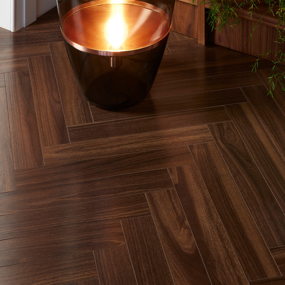 Berry Alloc Chateau 8mm Walnut Brown Herringbone Laminate