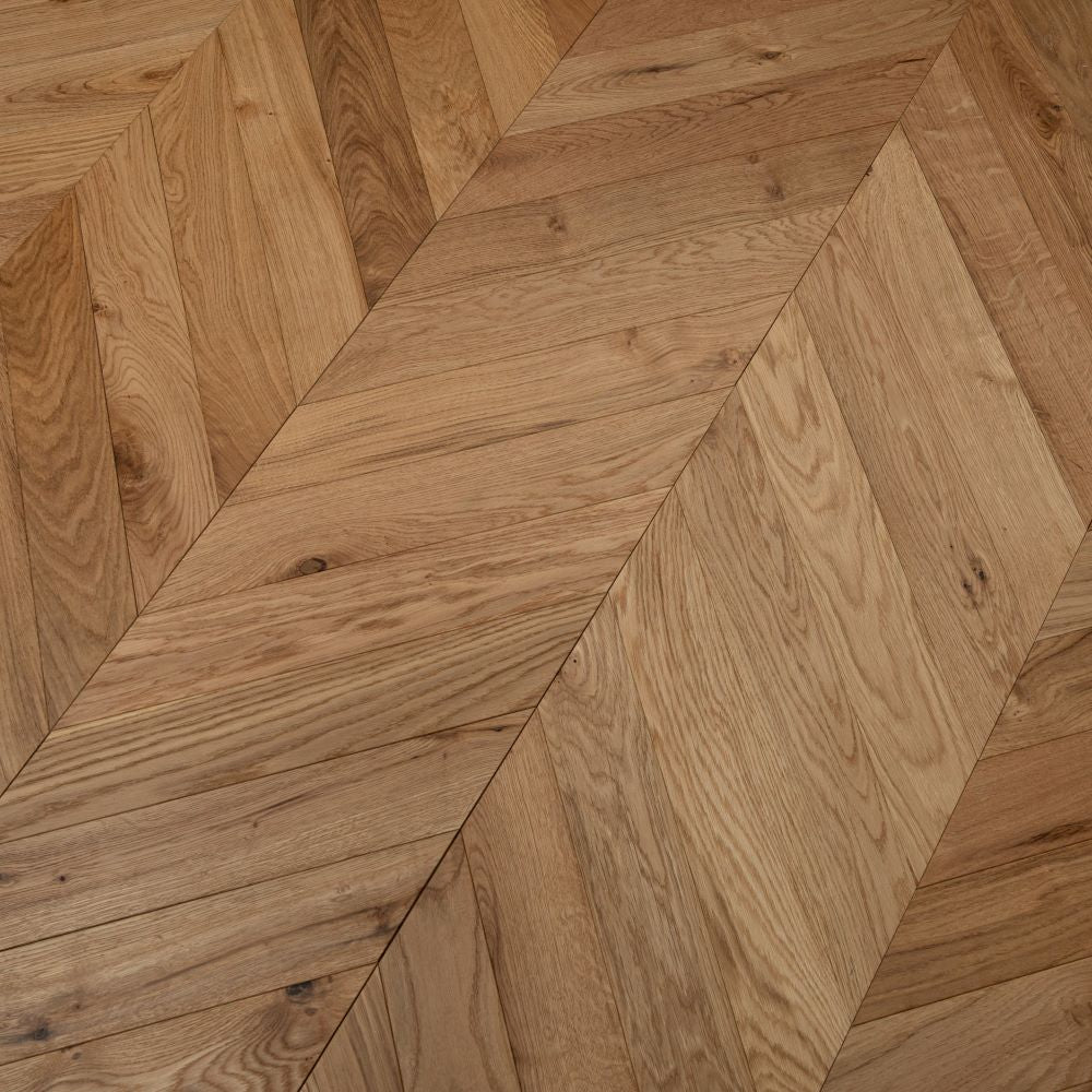 Cambridge Chevron Natural Brushed Oak Wood Flooring 14 x 90 x 510 (mm) - homes-and-floors
