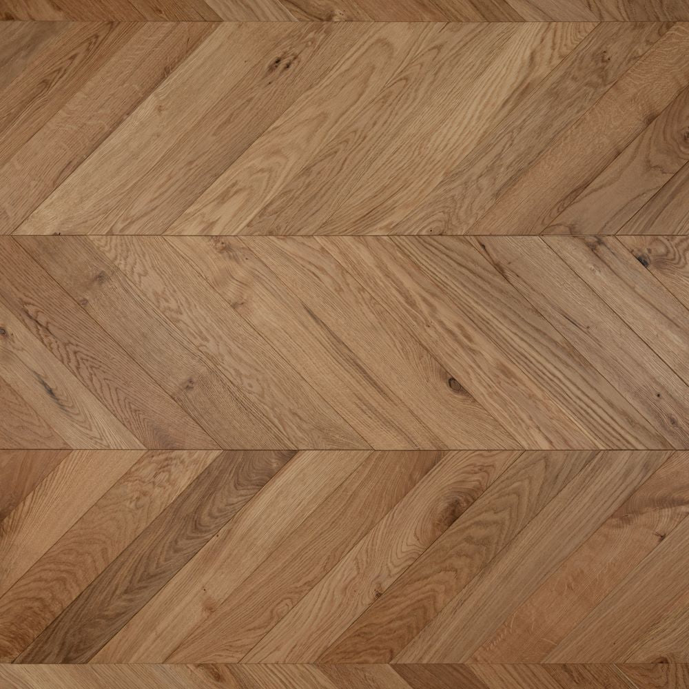 Cambridge Chevron Natural Brushed Oak Wood Flooring 14 x 90 x 510 (mm) - homes-and-floors
