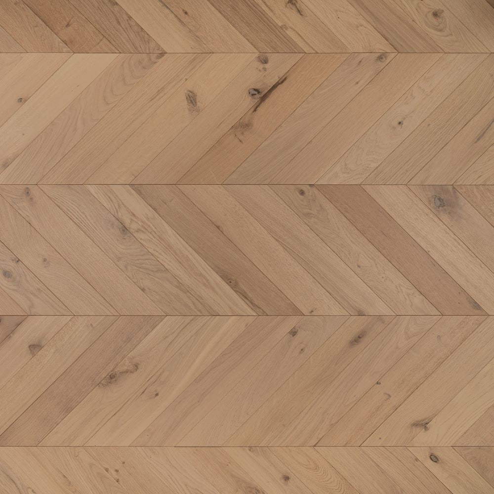 Cambridge Chevron Raw Oak Wood Flooring 14 x 90 x 510 (mm) - homes-and-floors