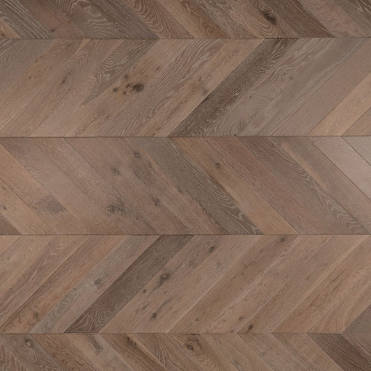 Cambridge Chevron Smoked Grey Oak Wood Flooring 14 x 90 x 510 (mm) - homes-and-floors