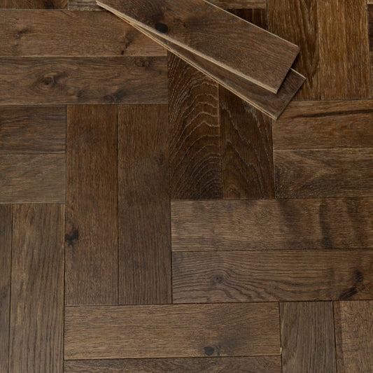 Oxford Herringbone Dark Brown Oak Wood Flooring 14 x 90 x 450 (mm)