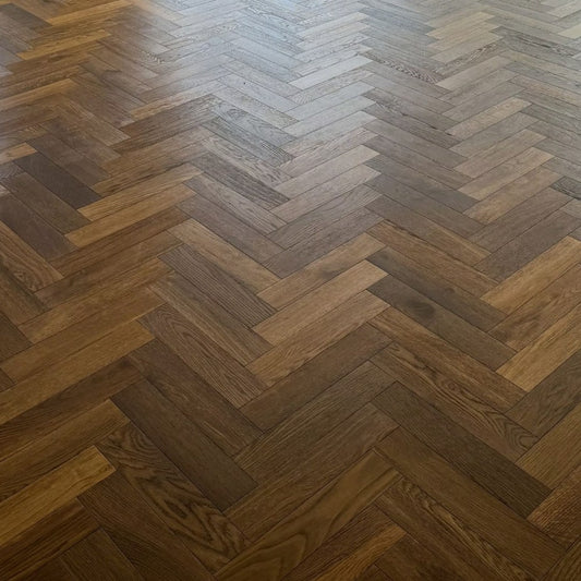Oxford Herringbone Fumed Oak Wood Flooring 14 x 90 x 450 (mm)