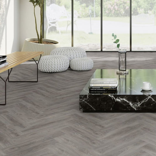 BML Herringbone Misty Smoked SPC Luxury Vinyl Flooring