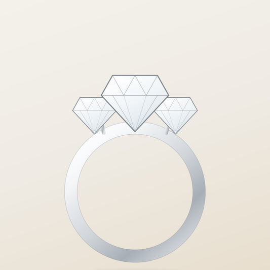 Vesta Three Stone Ring, close view of the three stones