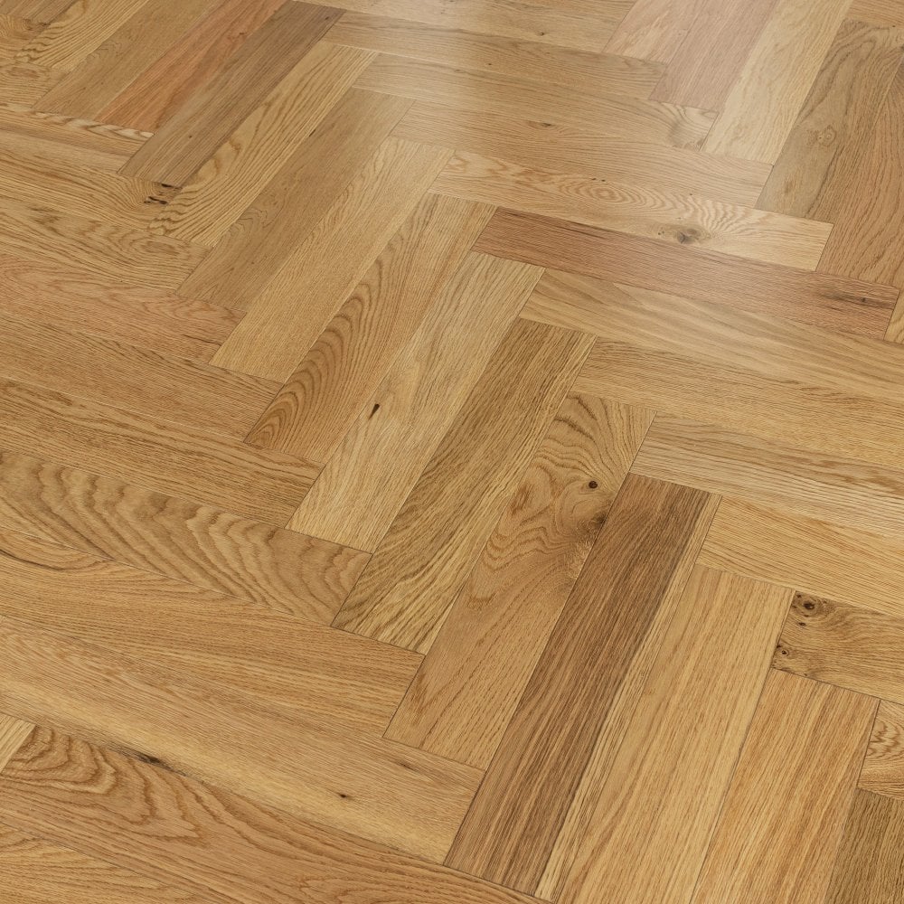 Oxford Herringbone Oak Lacquered Wood Flooring 14 x 90 x 450 (mm) - homes-and-floors