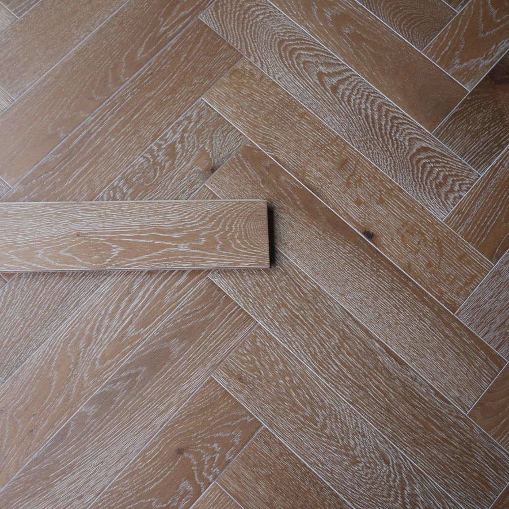 Oxford Herringbone Smoked White Oak Wood Flooring 14 x 90 x 450 (mm) - homes-and-floors