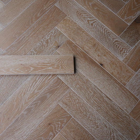 Oxford Herringbone Smoked White Oak Wood Flooring 14 x 90 x 450 (mm) - homes-and-floors