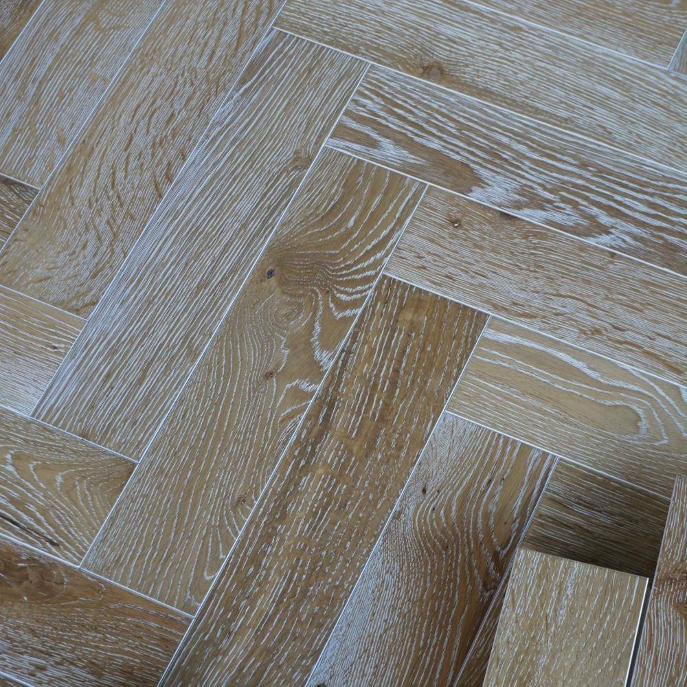 Oxford Herringbone Smoked White Oak Wood Flooring 14 x 90 x 450 (mm) - homes-and-floors