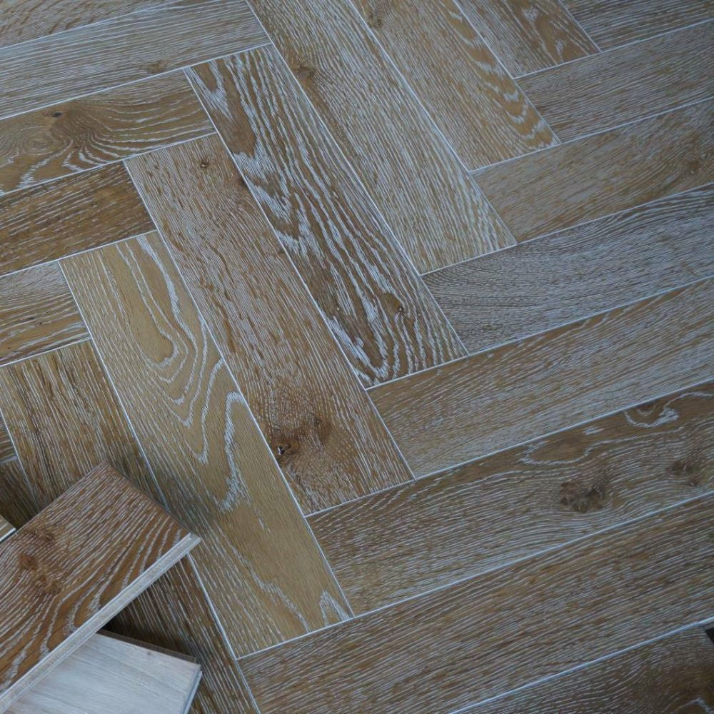 Oxford Herringbone Smoked White Oak Wood Flooring 14 x 90 x 450 (mm) - homes-and-floors