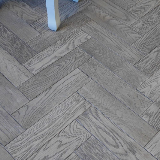 Oxford Herringbone Grey-Brown Oak Wood Flooring 18 x 80 x 300 (mm) - homes-and-floors