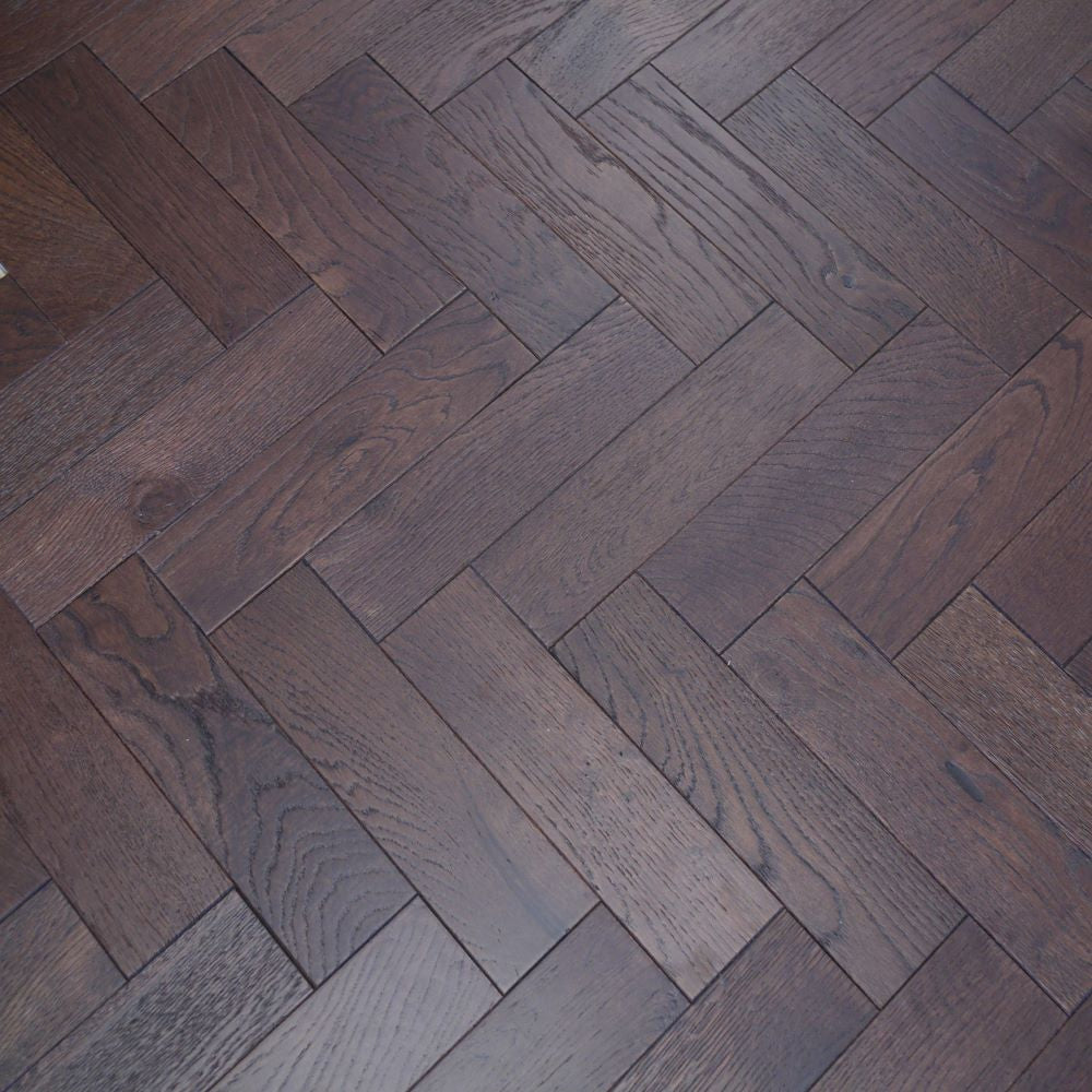 Oxford Herringbone Dark Oak Wood Flooring 18 x 80 x 300 (mm) - homes-and-floors