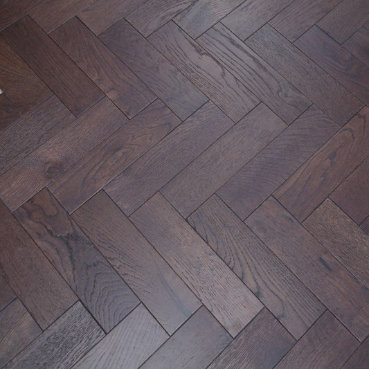 Oxford Herringbone Dark Oak Wood Flooring 18 x 80 x 300 (mm) - homes-and-floors