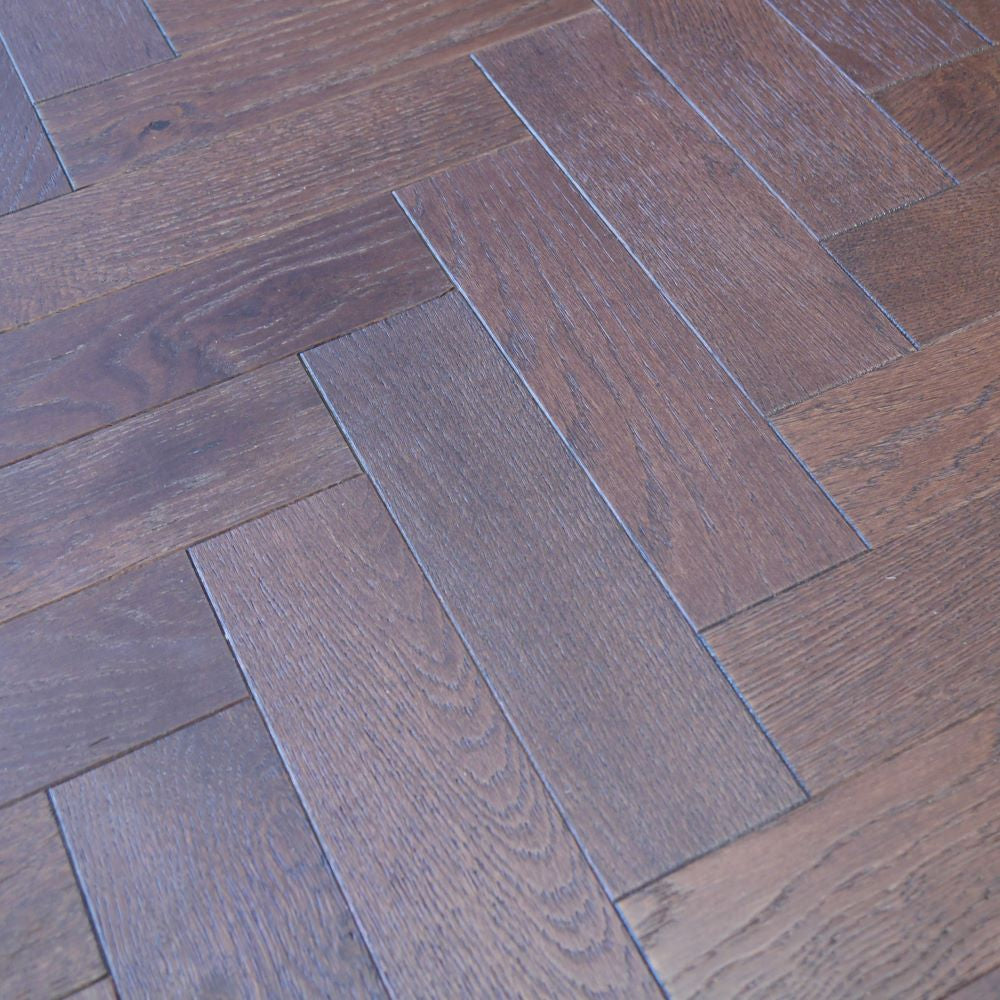 Oxford Herringbone Dark Oak Wood Flooring 18 x 80 x 300 (mm) - homes-and-floors