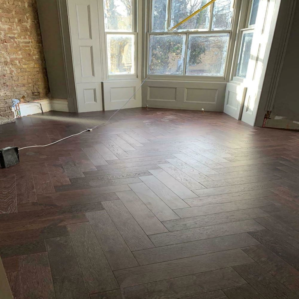 Oxford Herringbone Dark Oak Wood Flooring 18 x 80 x 300 (mm) - homes-and-floors