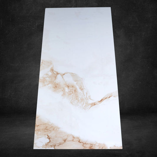 Aleotti Brown Polished Marble Effect Porcelain Wall & Floor Tile 60 x 120 (cm)