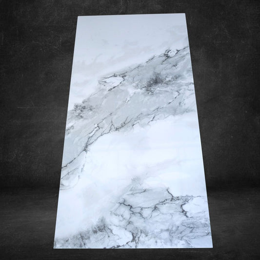 Aleotti Grey Polished Marble Effect Porcelain Wall & Floor Tile 60 x 120 (cm)