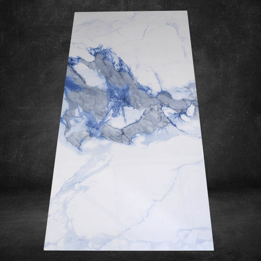 Aleotti Blue Polished Marble Effect Porcelain Wall & Floor Tile 60 x 120 (cm)