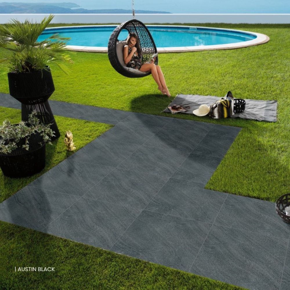 20mm Porcelain Outdoor Tile Austin Black