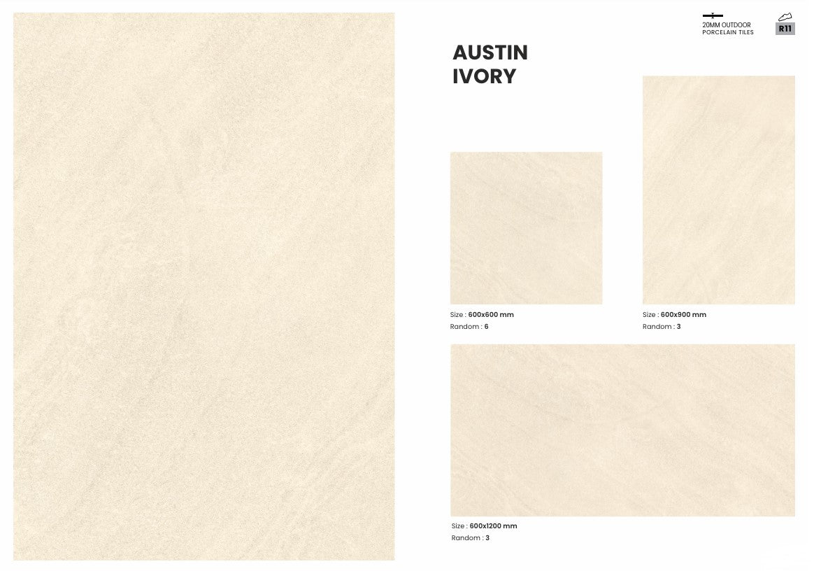 20mm Porcelain Outdoor Tile Austin Ivory