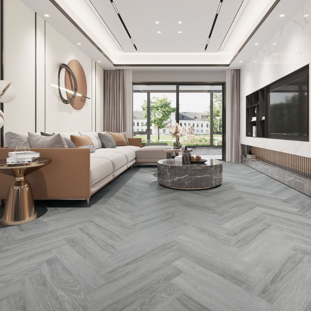 BML Herringbone Elephant Grey Oak SPC Luxury Vinyl Flooring