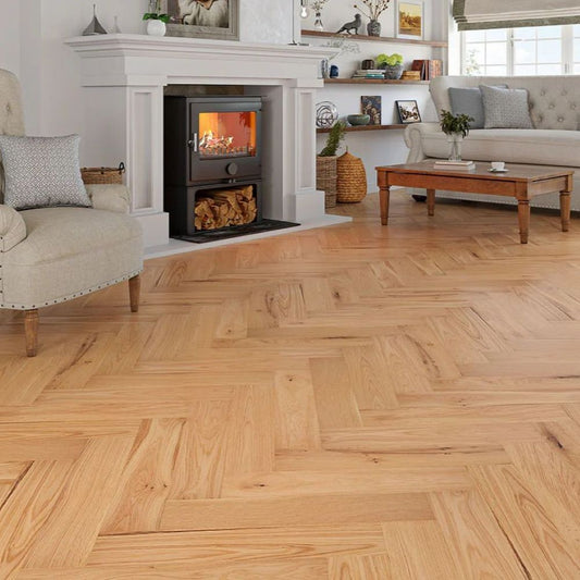 Cambridge Herringbone Brushed Oak Wood Flooring 15 x 125 x 600 (mm)