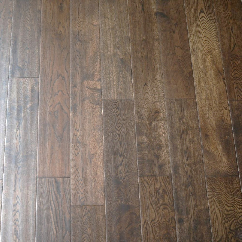 Windsor Solid Coffee Handscraped Oak Wood Flooring 18 x 150 mm