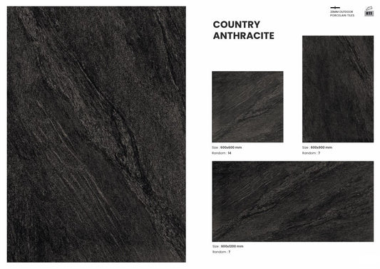 20mm Porcelain Outdoor Tile Country Anthracite