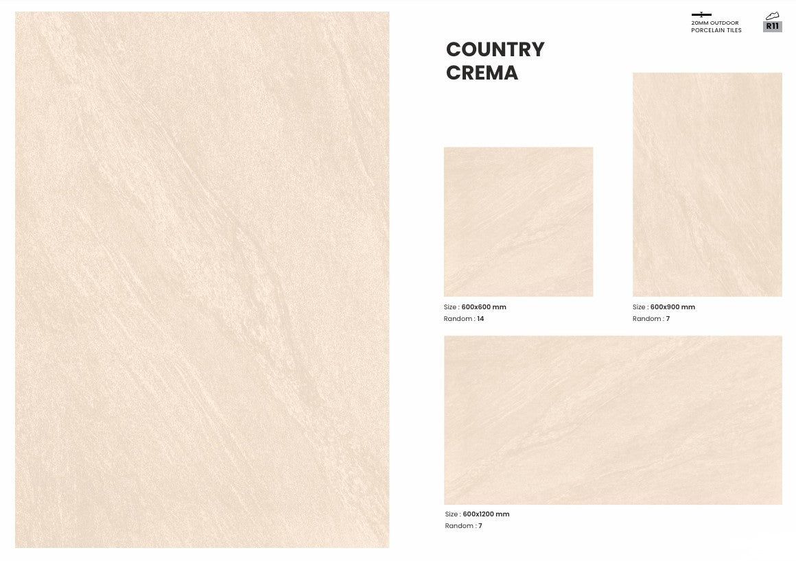 20mm Porcelain Outdoor Tile Country Crema