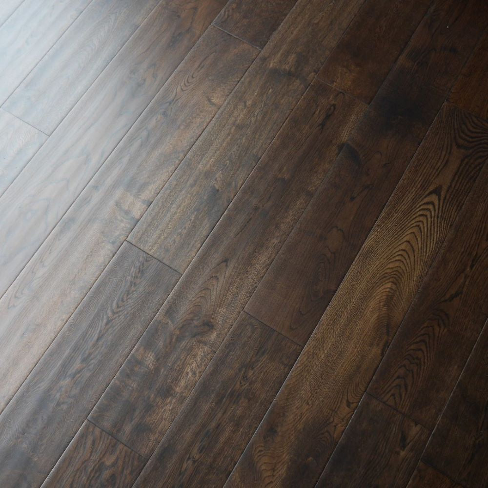 Windsor Solid Coffee Handscraped Oak Wood Flooring 18 x 125 mm