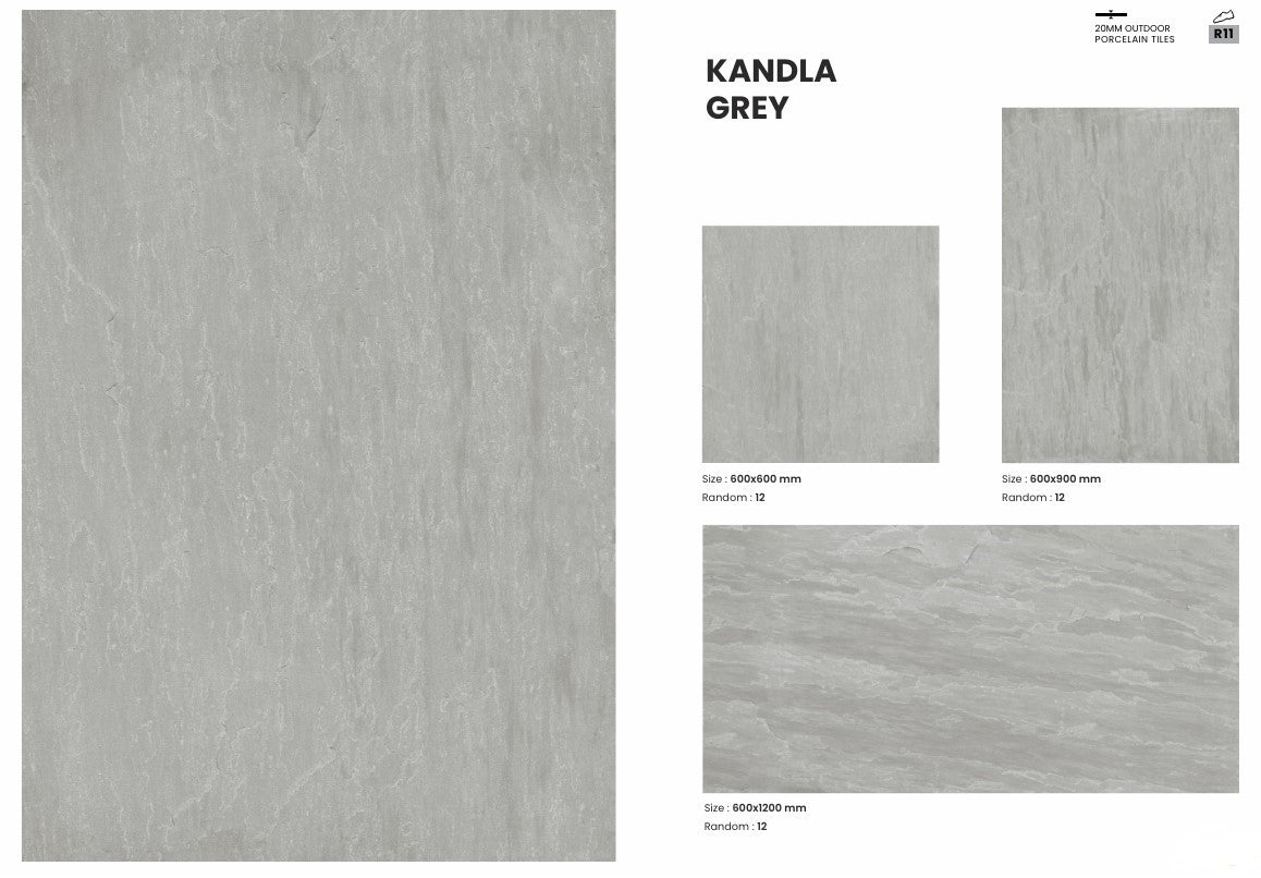 20mm Porcelain Outdoor Tile Kandla Grey