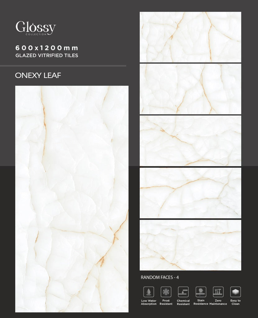 Onyx Leaf Polished Porcelain Wall & Floor Tile 60 x 120 (cm)